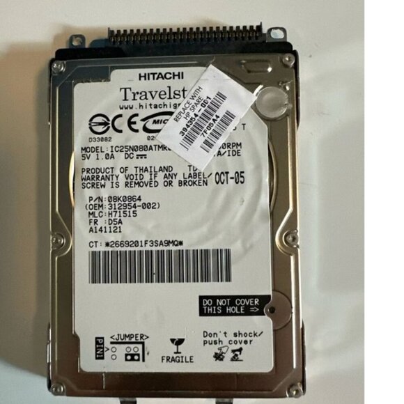 Hitachi Travelstar 80G 4200 RPM SATA3 2.5" IDE Hard Drive Replace HP 394354-001 - Picture 1 of 3